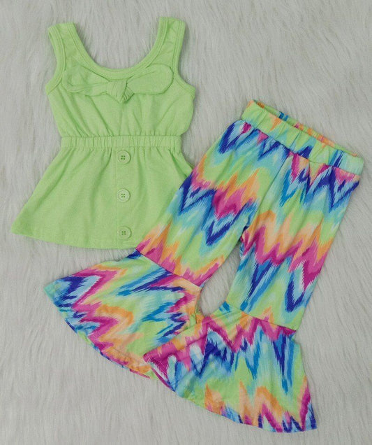 Green Tie-dye Boutique Girl Outfits