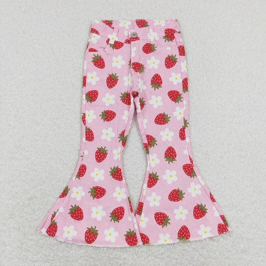 P0396 pink strawberry Girls Jeans (us us warehouse)