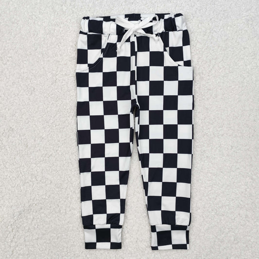 White black Plaid Print Pants