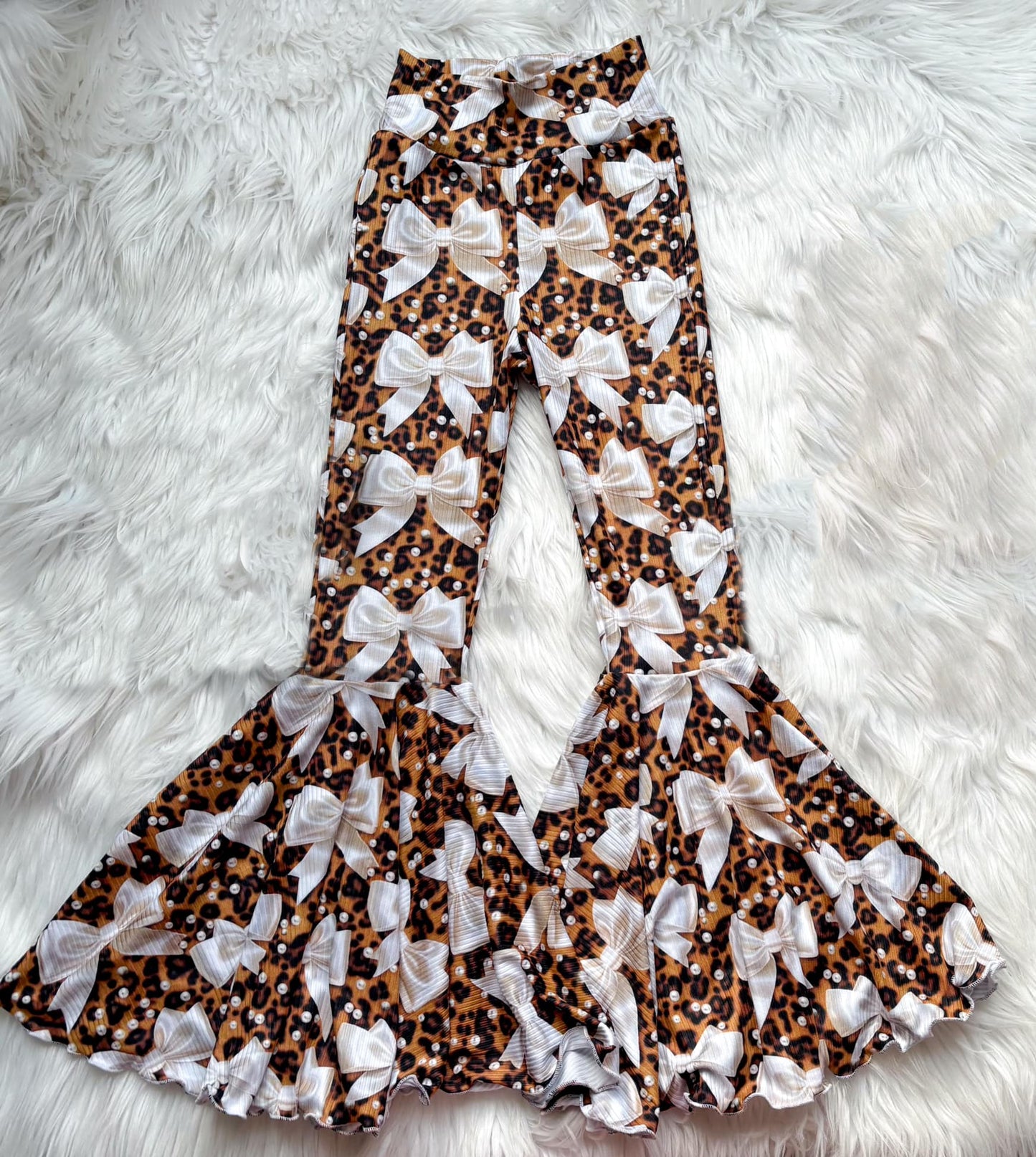 Pre-order leopard bows bell pants P0749