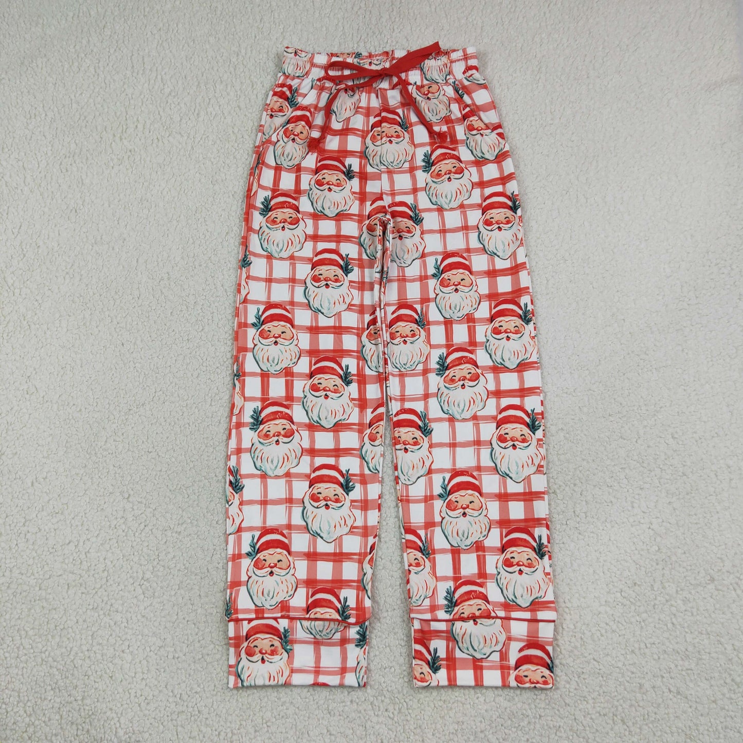 P1096 Christmas Santa Plaid Women Adult's Sleeper Pants