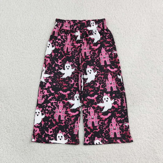 P1134 Halloween Bats Ghost Camo Girls Wide Leg Pants