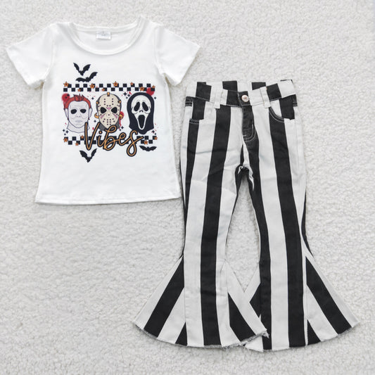 Mask Short Shirt + Stripe Jeans