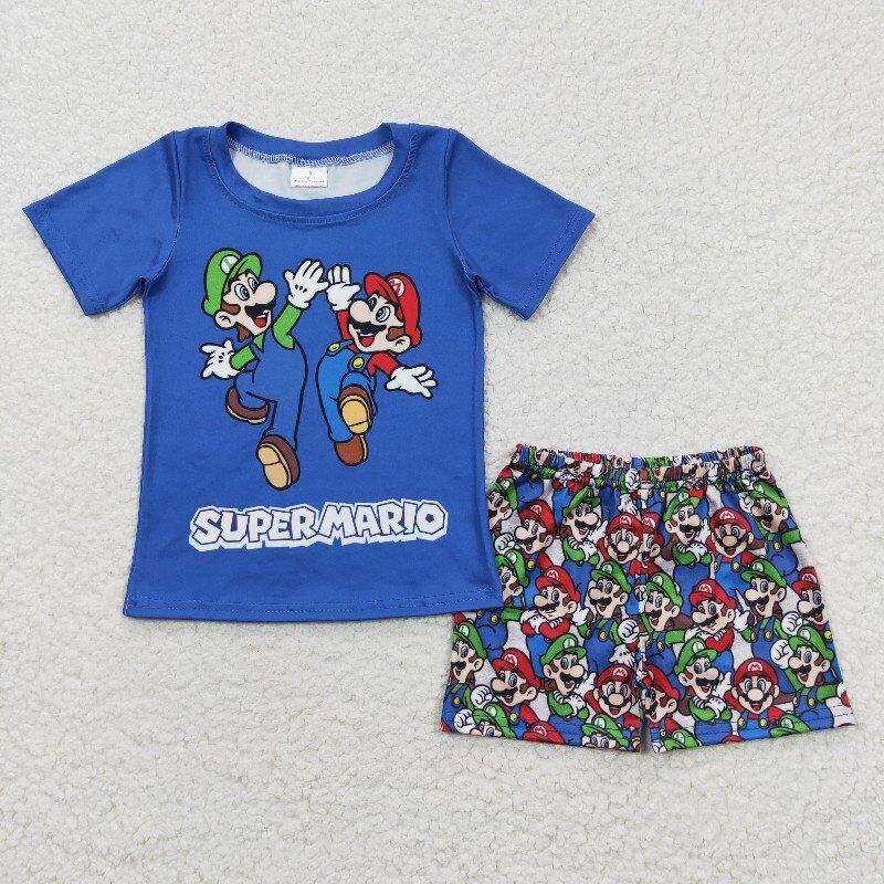 Blue Cartoon Summer Boy Set