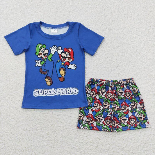 Blue Cartoon Summer Boy Set