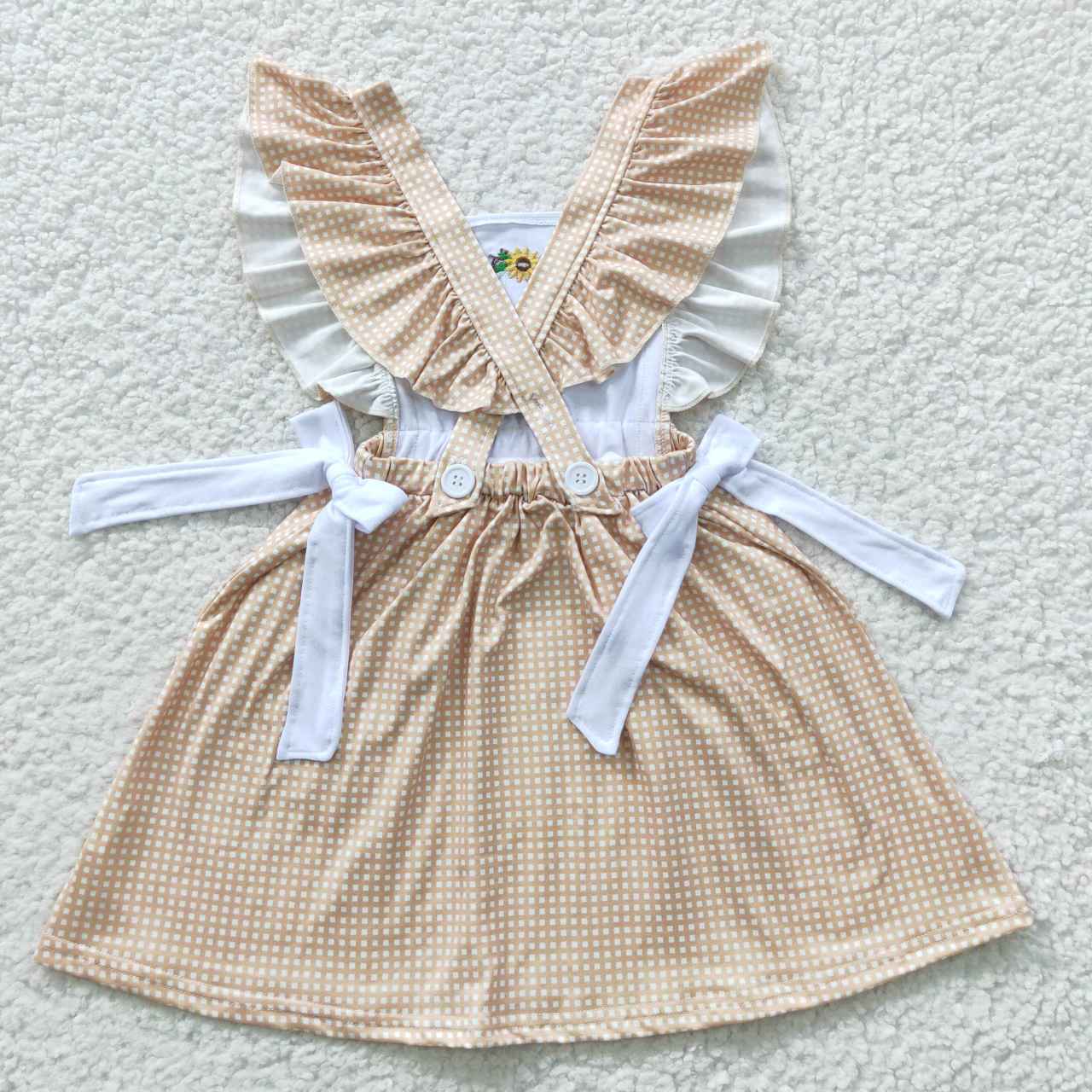 Cow Embroidery Girls ruffles dress