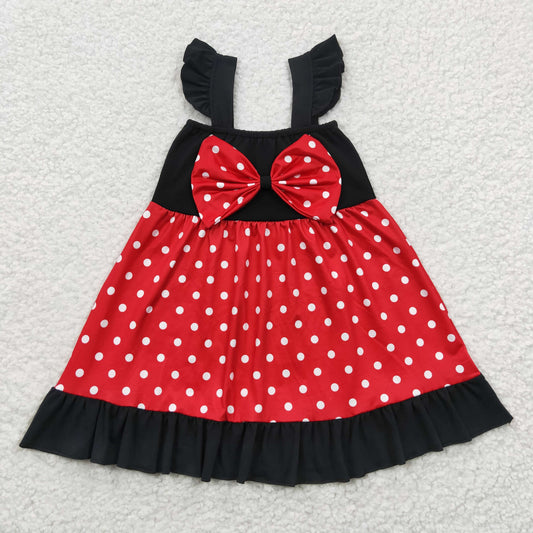 Red Dots With Bow Girls Dress