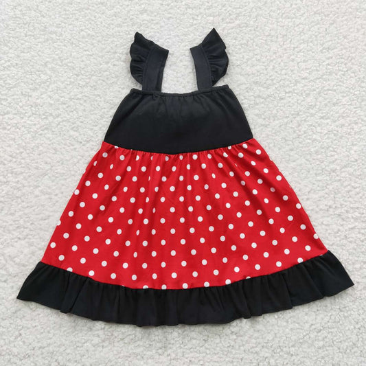 Red Dots With Bow Girls Dress