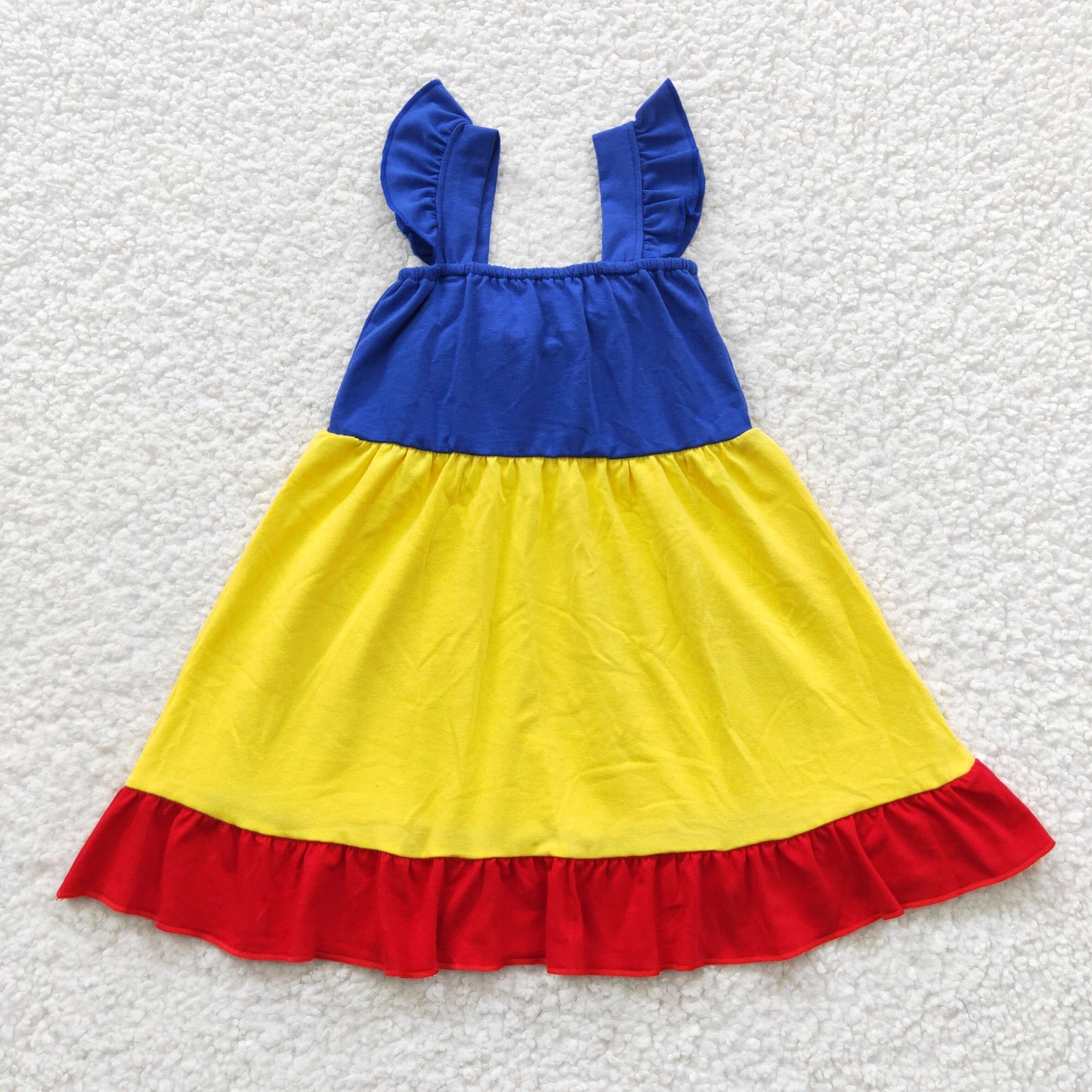 Yellow Blue With Bow Girls Dress