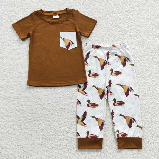 Brown Print Duck Pattern Boy Set