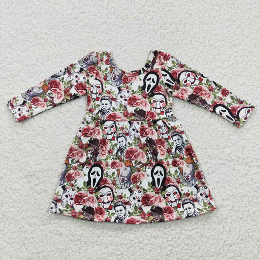 Halloween Fall Flowers Girls Dress