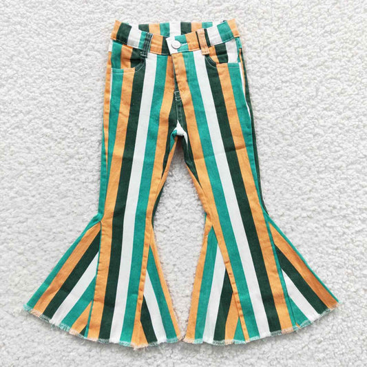 Green Stripes jeans Flare Pants