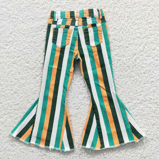Green Stripes jeans Flare Pants