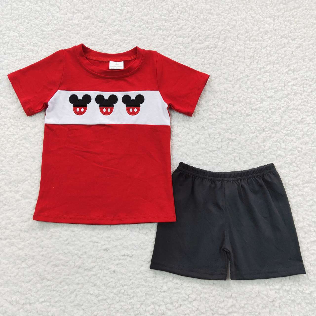 Red Cartoon Embroidered Boy Set