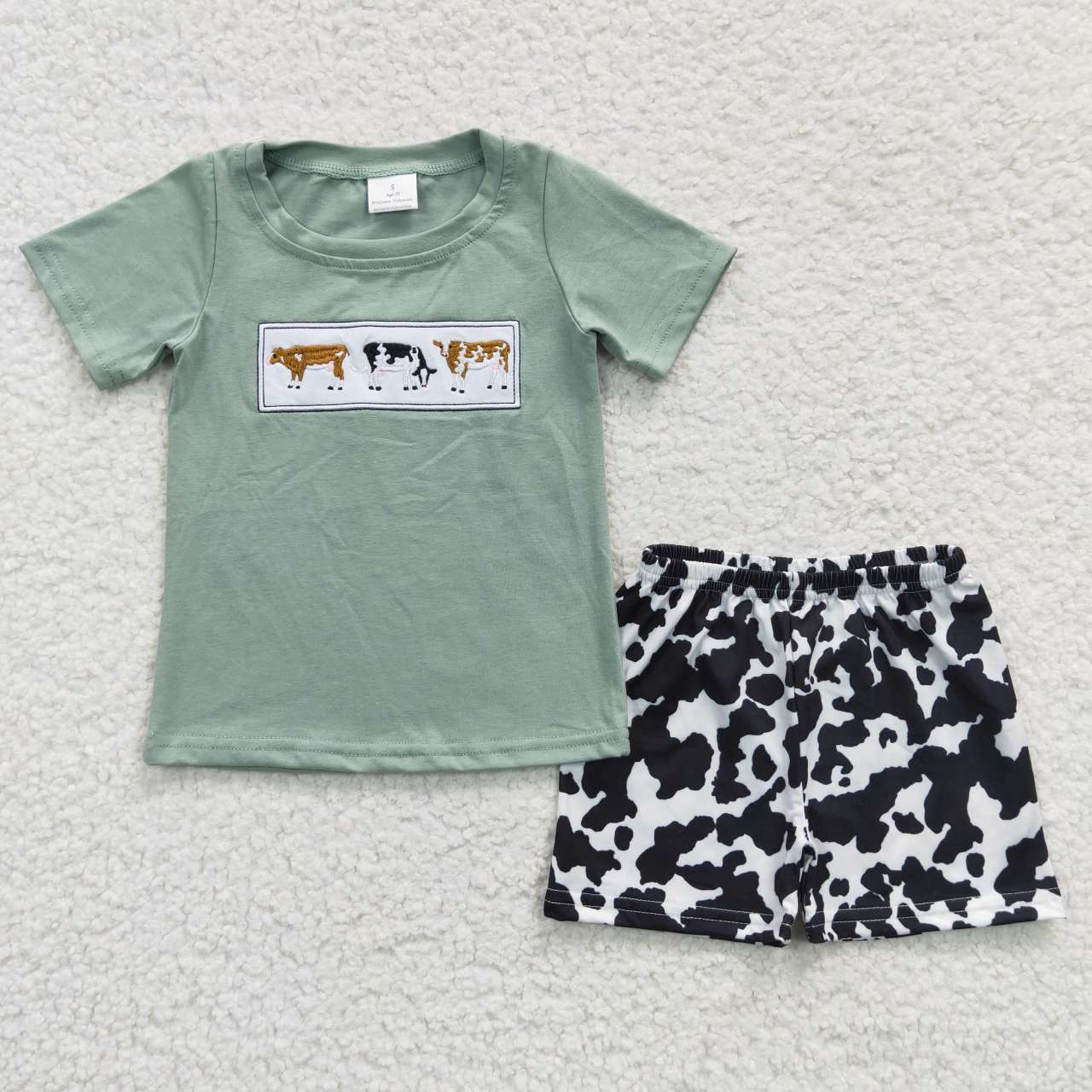 Summer Embroidered Cow Boy Set