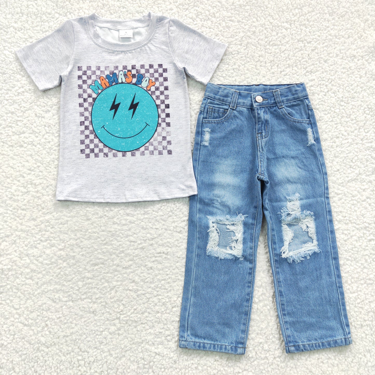 Smile Print Baby shirt + Blue Jeans