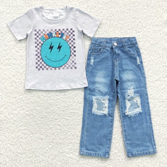 Smile Print Baby shirt + Blue Jeans