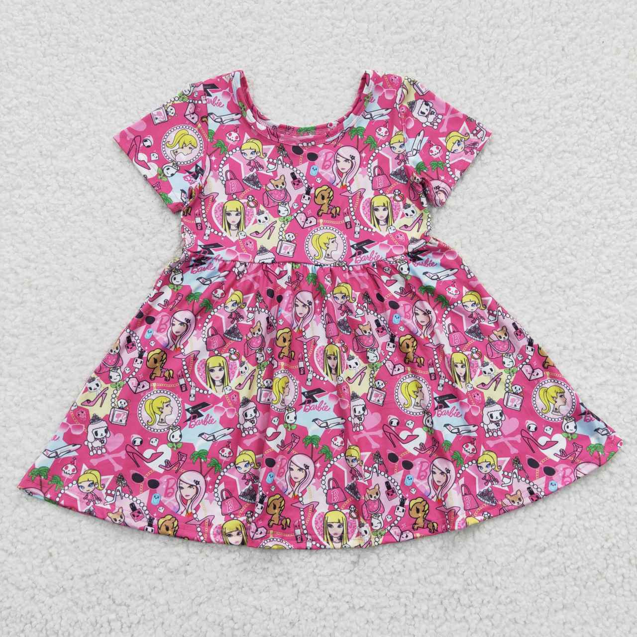 Pink Cartoon Girls Big Dress