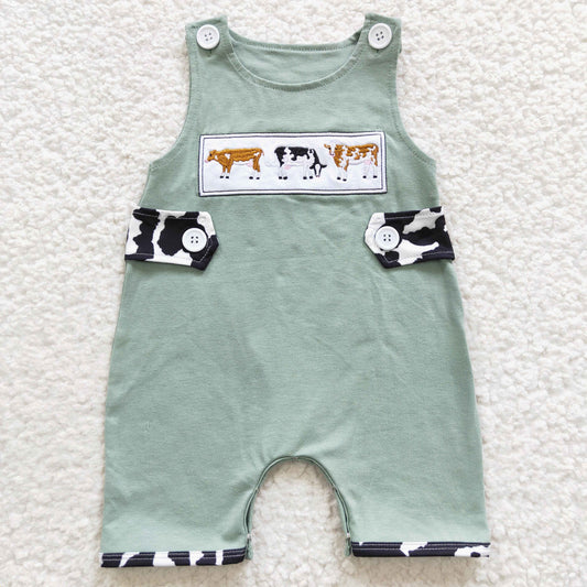Cow Embroidery Baby Romper
