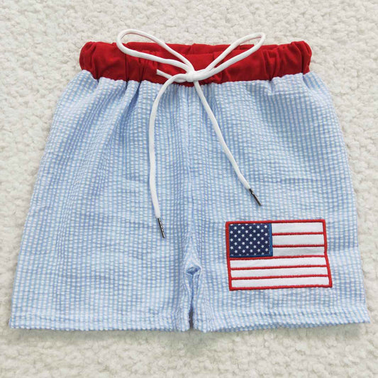 July Of 4th Flag Embroidery Boy Short