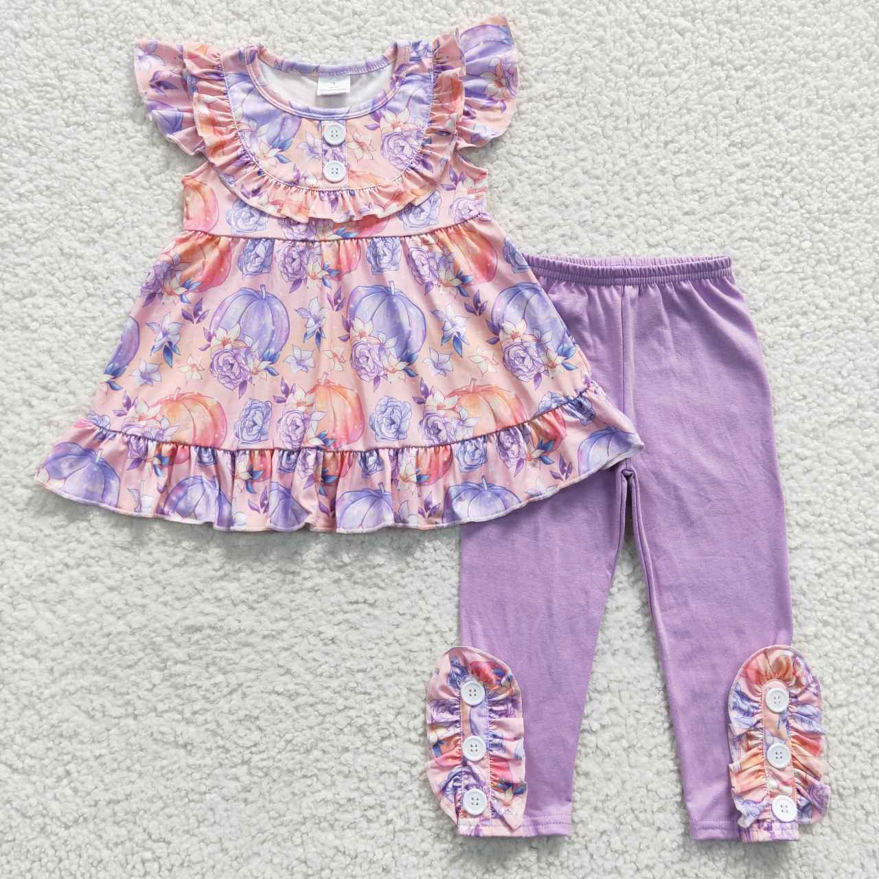 Purple Pumpkin Flower Girls Set