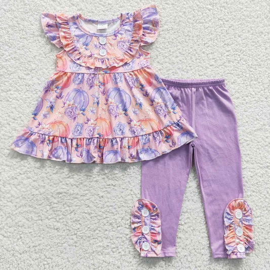 Purple Pumpkin Flower Girls Set
