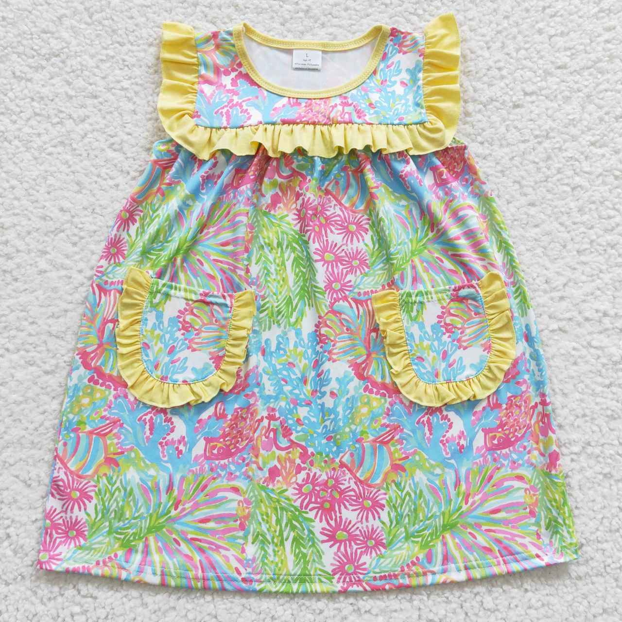 Yellow Flowers Summer Girls Dress