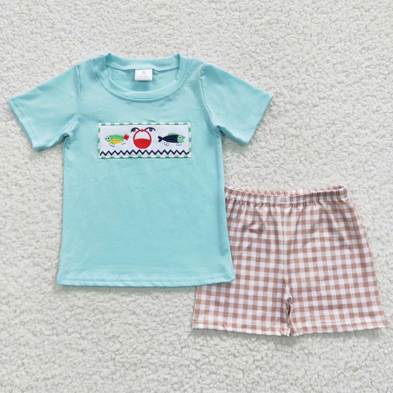 Summer Embroidered Blue Boy Set