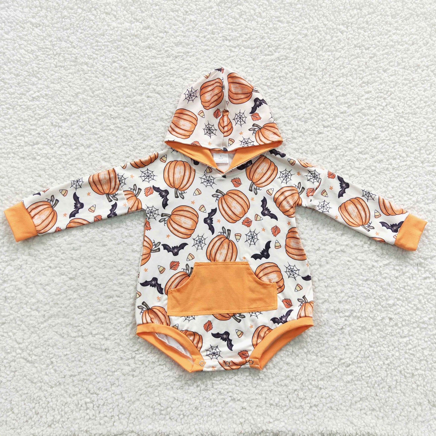Orange Pumpkin Cartoon long sleeves romper