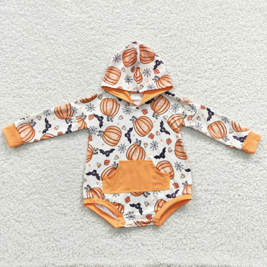 Orange Pumpkin Cartoon long sleeves romper