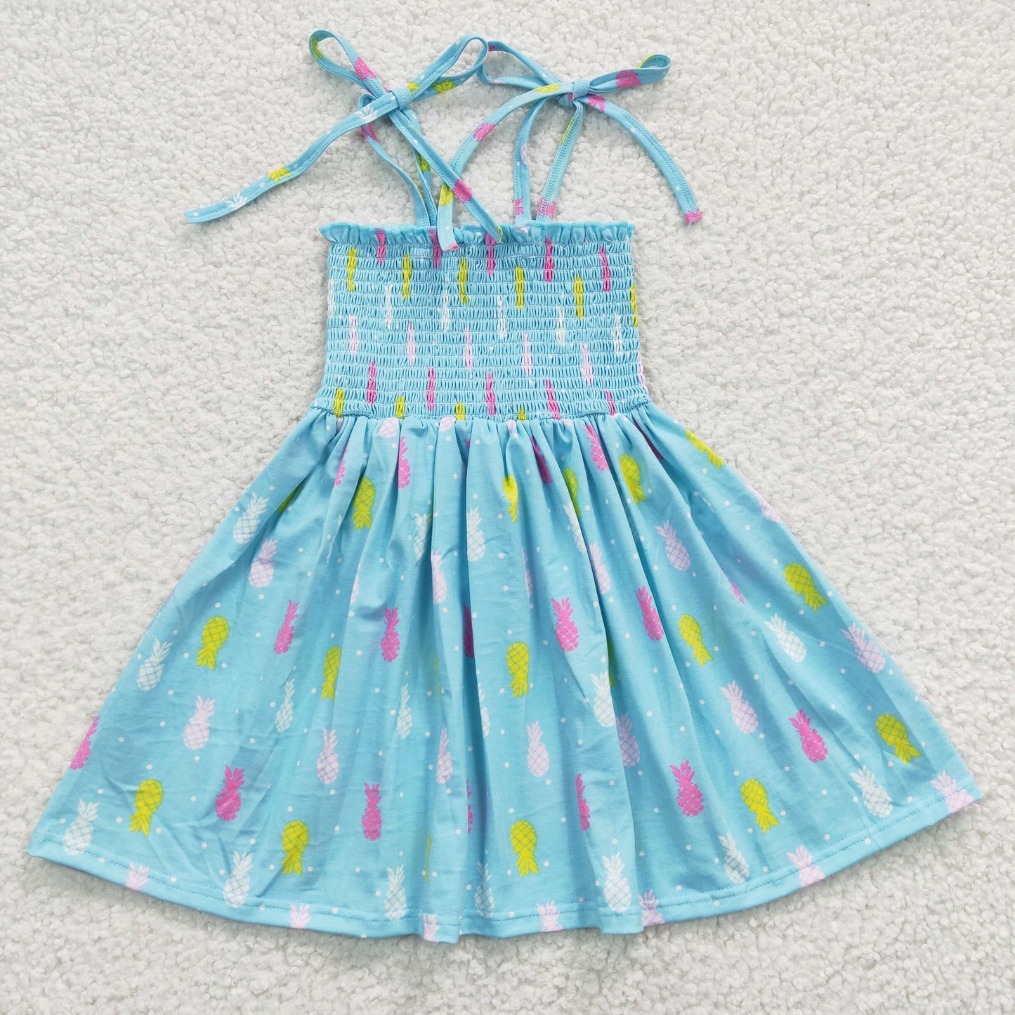Blue Pineapple Sleeveless Girls Dress