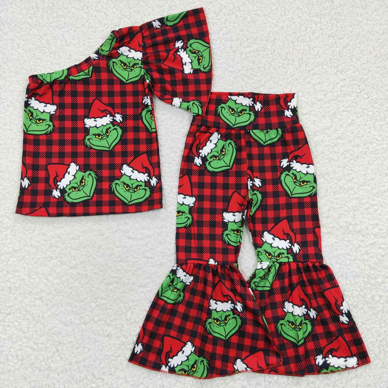 Christmas Red Cartoon Pants Girls Set