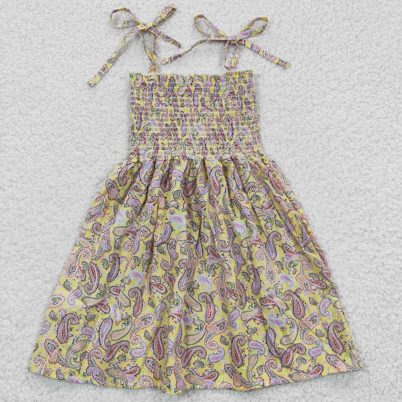 Green Flowers Sleeveless Girls Dress