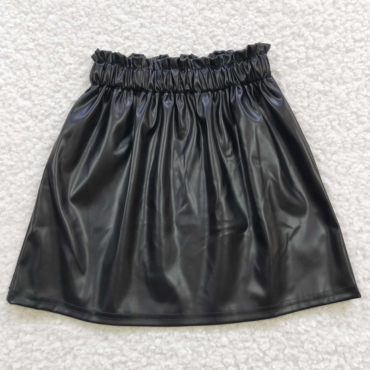 Black Leather Girls Short