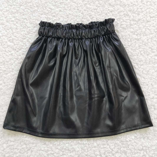 Black Leather Girls Short