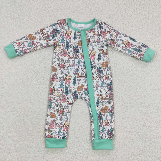 Christmas Green Baby Romper With zipper