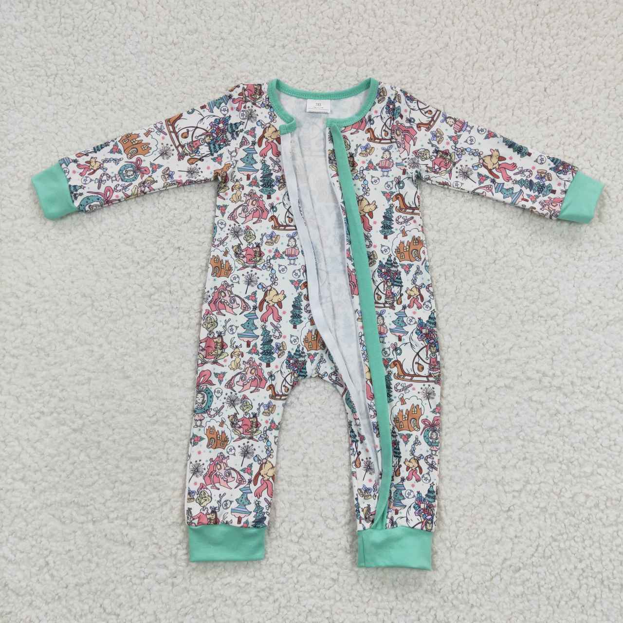 Christmas Green Baby Romper With zipper