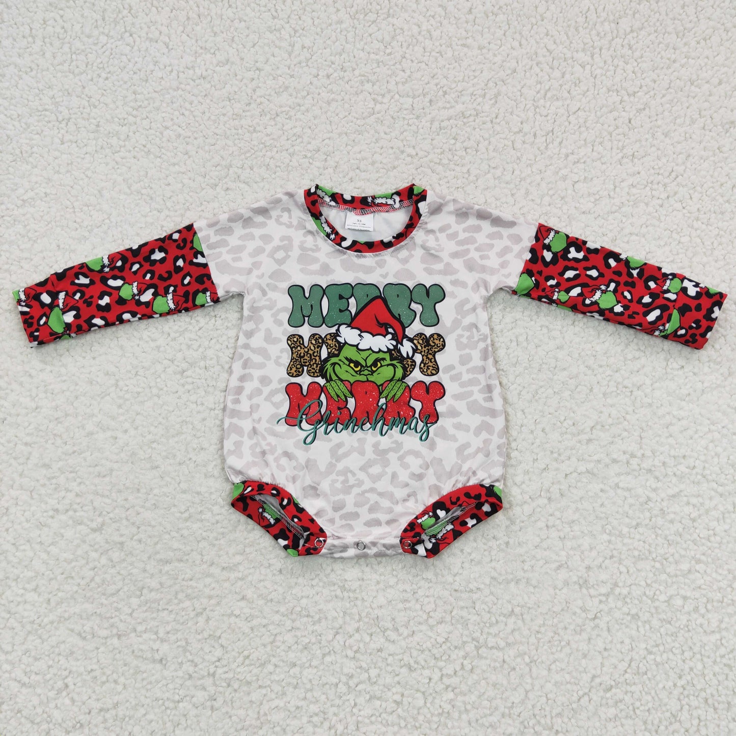 Christmas Leopard Red Cartoon baby long sleeves romper