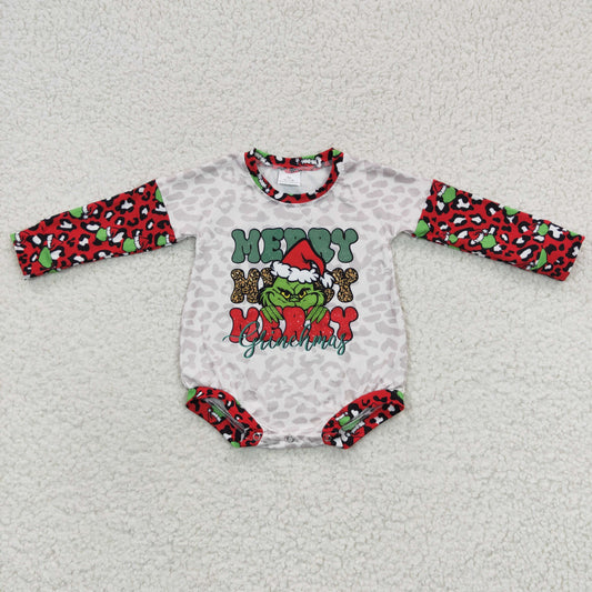Christmas Leopard Red Cartoon baby long sleeves romper