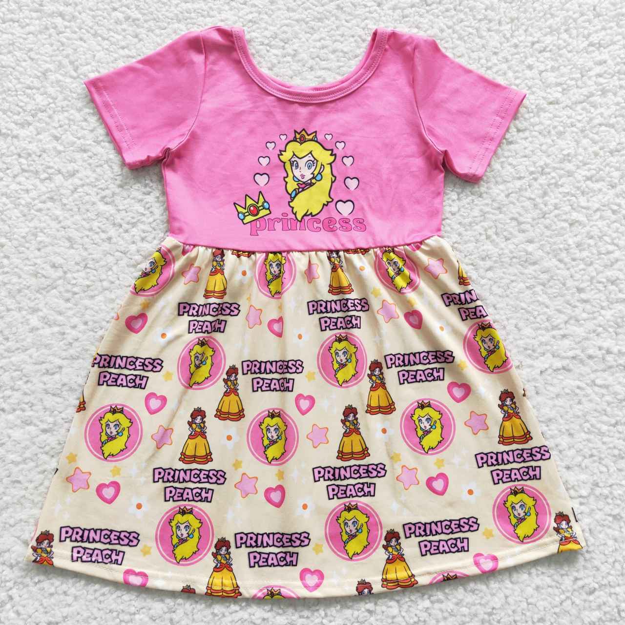 Pink Cartoon Short Girls Dress