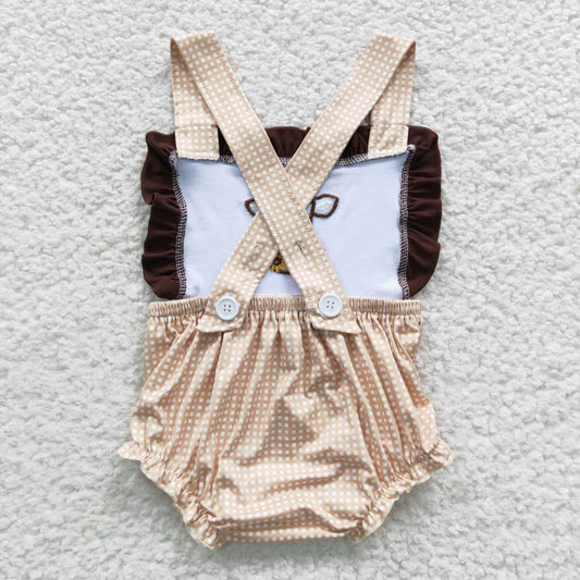 Striped Embroidered Cow Girls Baby Romper