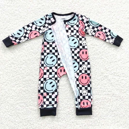 Black Smile Baby Romper With zipper