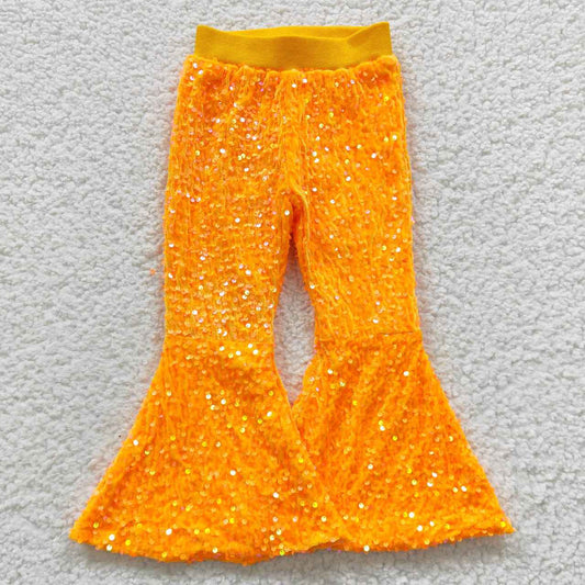 Light Orange Sequin bell pants