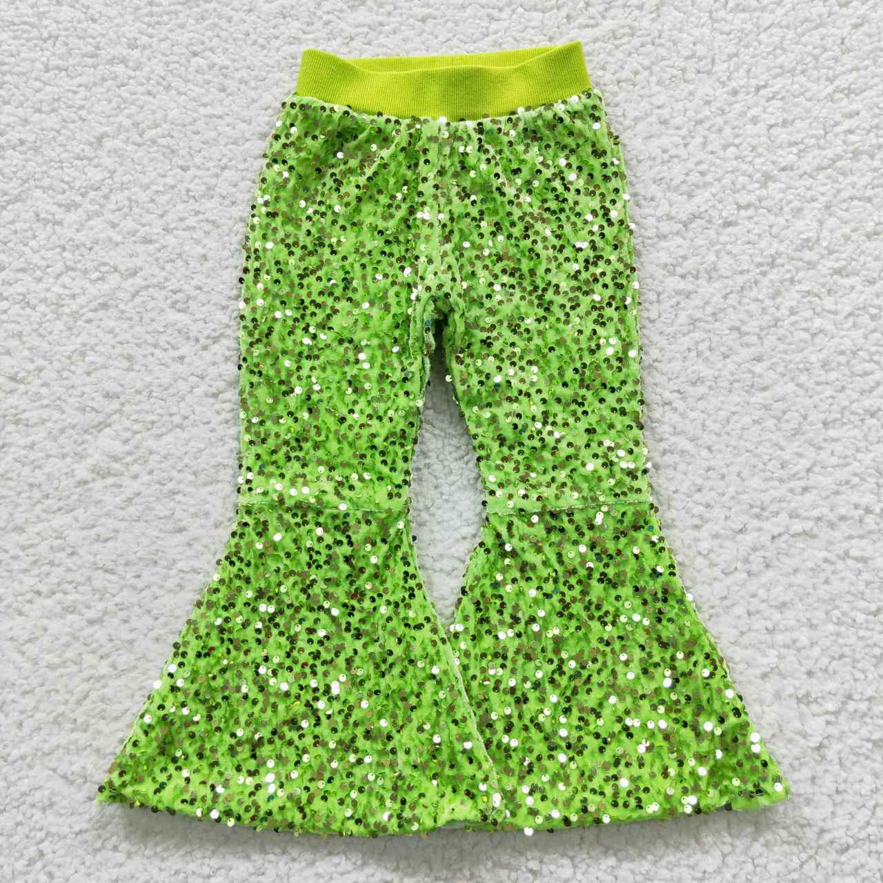 Light Green Sequin bell pants