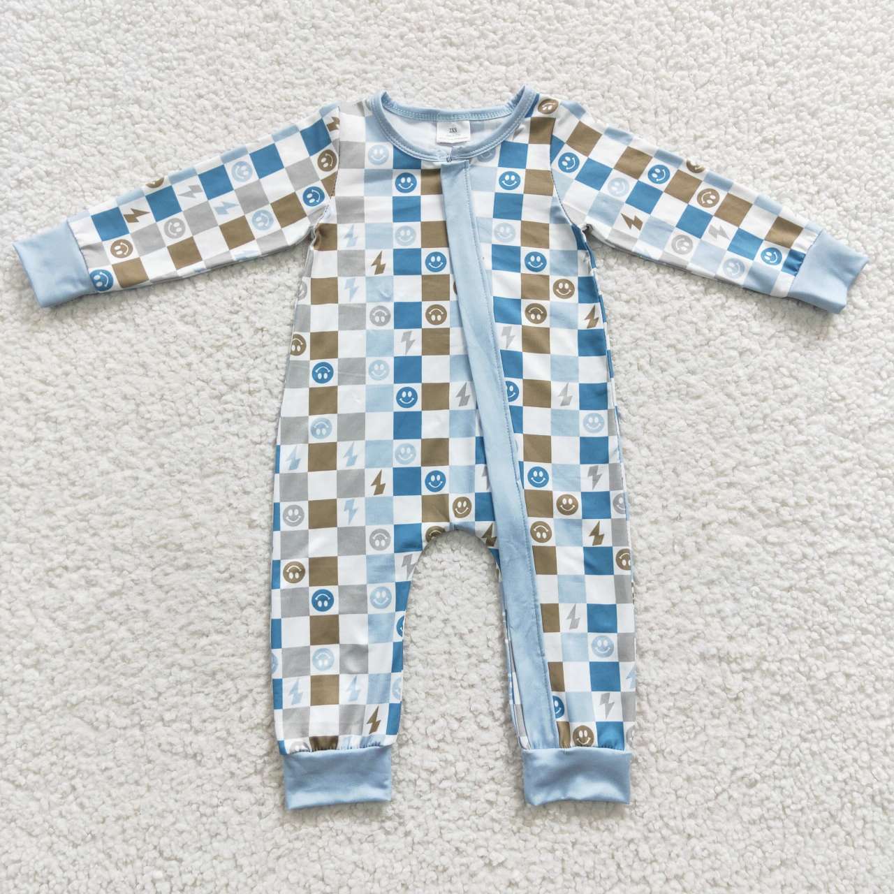 Blue Smile Baby Romper With zipper