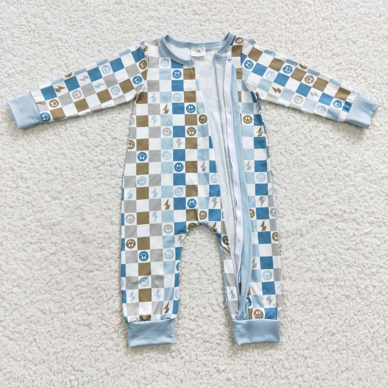 Blue Smile Baby Romper With zipper