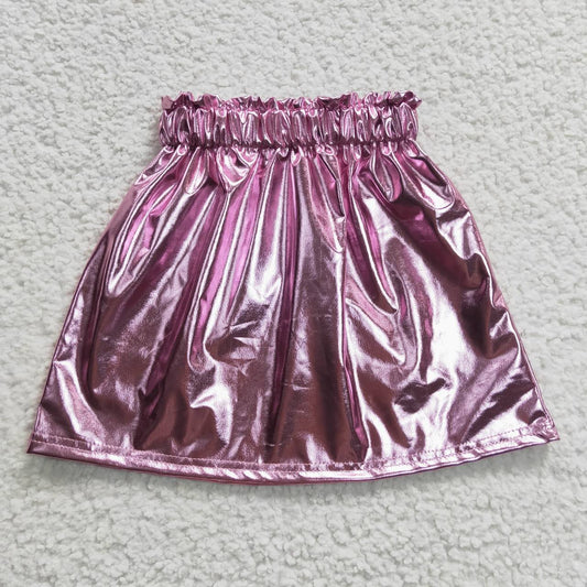 Purple Leather Girls Short