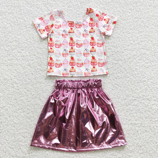 Pink Cupcakes Purple Leather Girls Short Girls Outfits