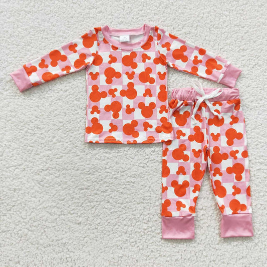 Orange Cartoon long Sleeve Pajamas Outfit