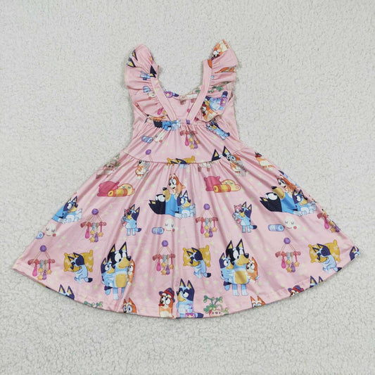 Pink Cartoon Girls Dress